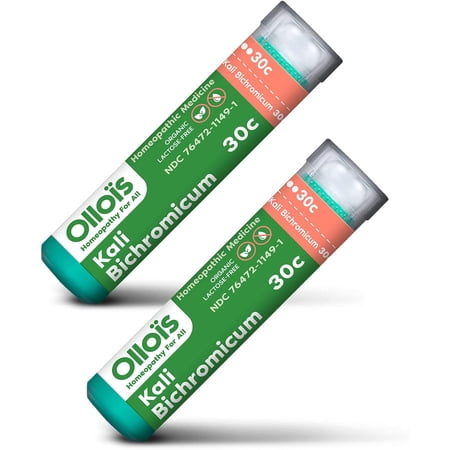 OLLOIS Kali Bichromicum 30C Organic Lactose-Free Vegan Homeopathic Medicine, 80 Pellets (Pack of 2)