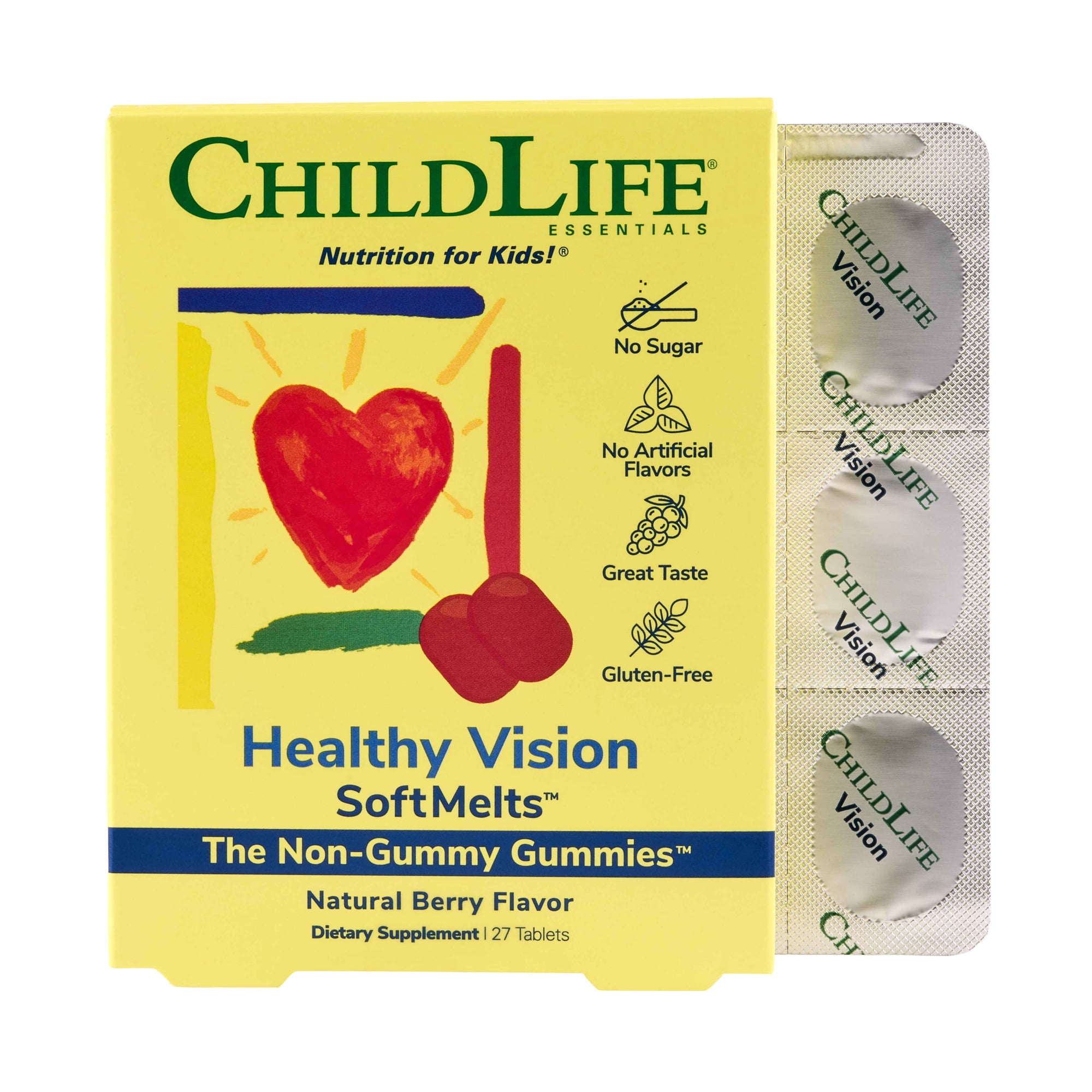 ChildLife Essentials Healthy Vision SoftMelts: Eye Health Support for Kids, Natural Berry Flavor, 27 Tablets
