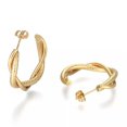 thumbnail image 2 of EOEMY Stainless Steel Half Hoop Earrings Stud Hypoallergenic Twisted Ring Gold Z278-Gold, 2 of 2