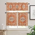 thumbnail image 2 of Kitchen Curtain Valance and Tiers Set Boho Bohemia 3 Pc Window Treatment Tribal Vintage Rustic Burnt Orange 3 Pieces Rod Pocket Valance Set for Small Windows Bedroom 54 in x 24 in, 2 of 6