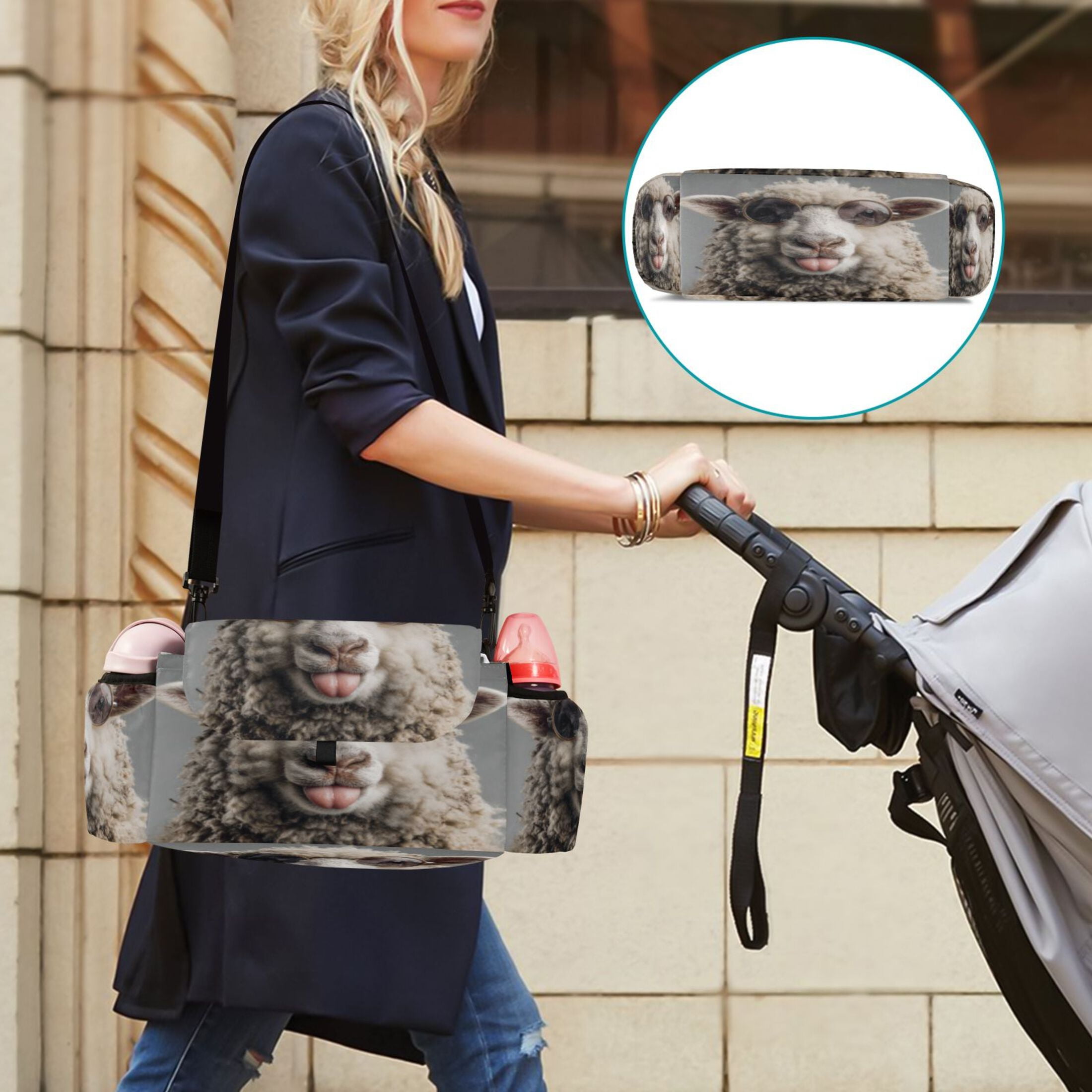 DIXRUYEE Stroller Organizer Glasses and Grin Printed