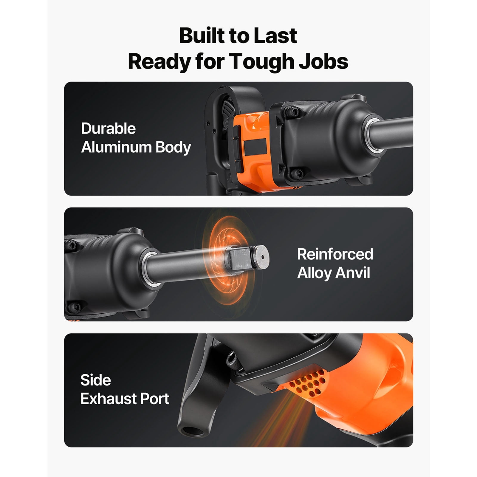 KFFKFF 1-Inch Air Impact Wrench, Delivers Up to 1800 ft-lbs Torque, 18.7 lbs Lightweight Pneumatic Tool with 6-Inch Extended Anvil for Heavy-Duty Repair and Maintenance Tasks
