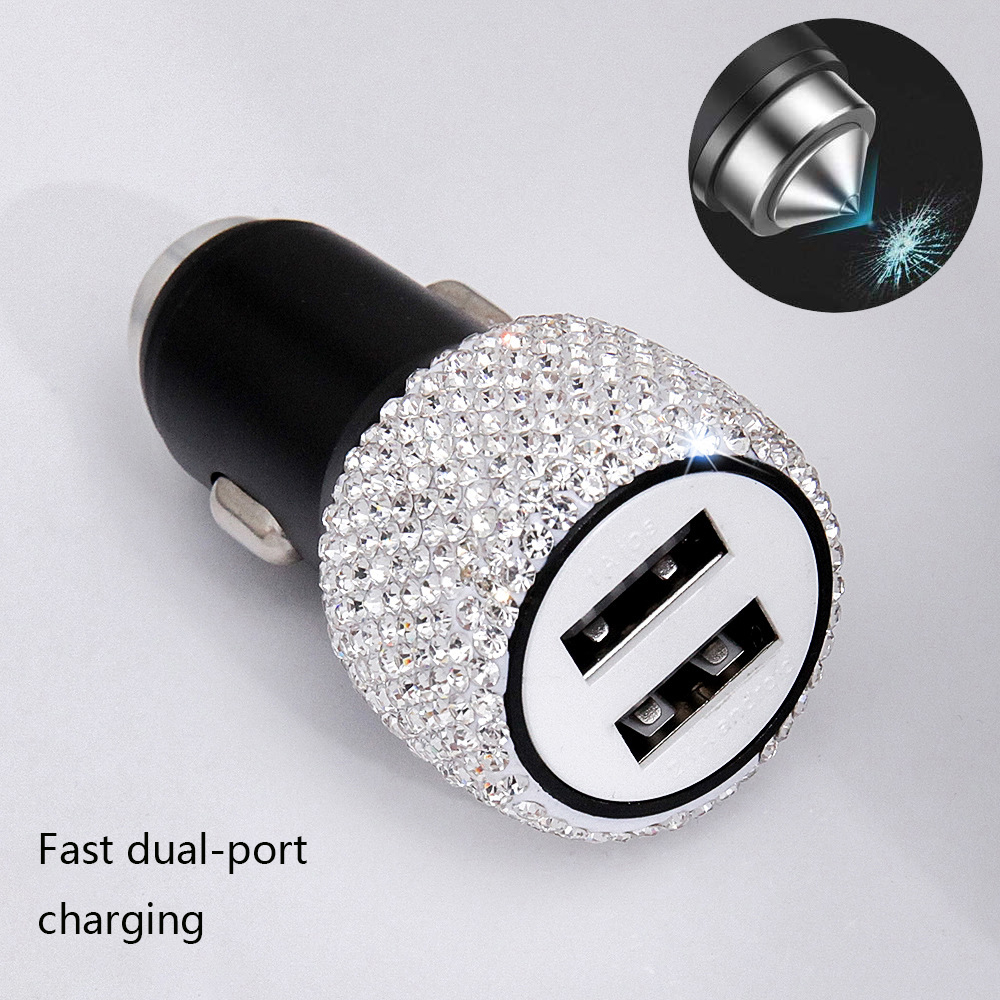 Dual USB Car Charger Bling Bling Handmade Rhinestones Crystal Car  Decorations for Fast Charging Car Decors for iPhone, iPad Pro/Air 2/Mini,  Samsung Galaxy Note S9 S9