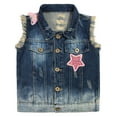 thumbnail image 2 of Peaoclate 2-8Years Little Girls Denim Vest Spring Autumn Sequins Owl Vest Coat,Butterfly,9-10Years, 2 of 2