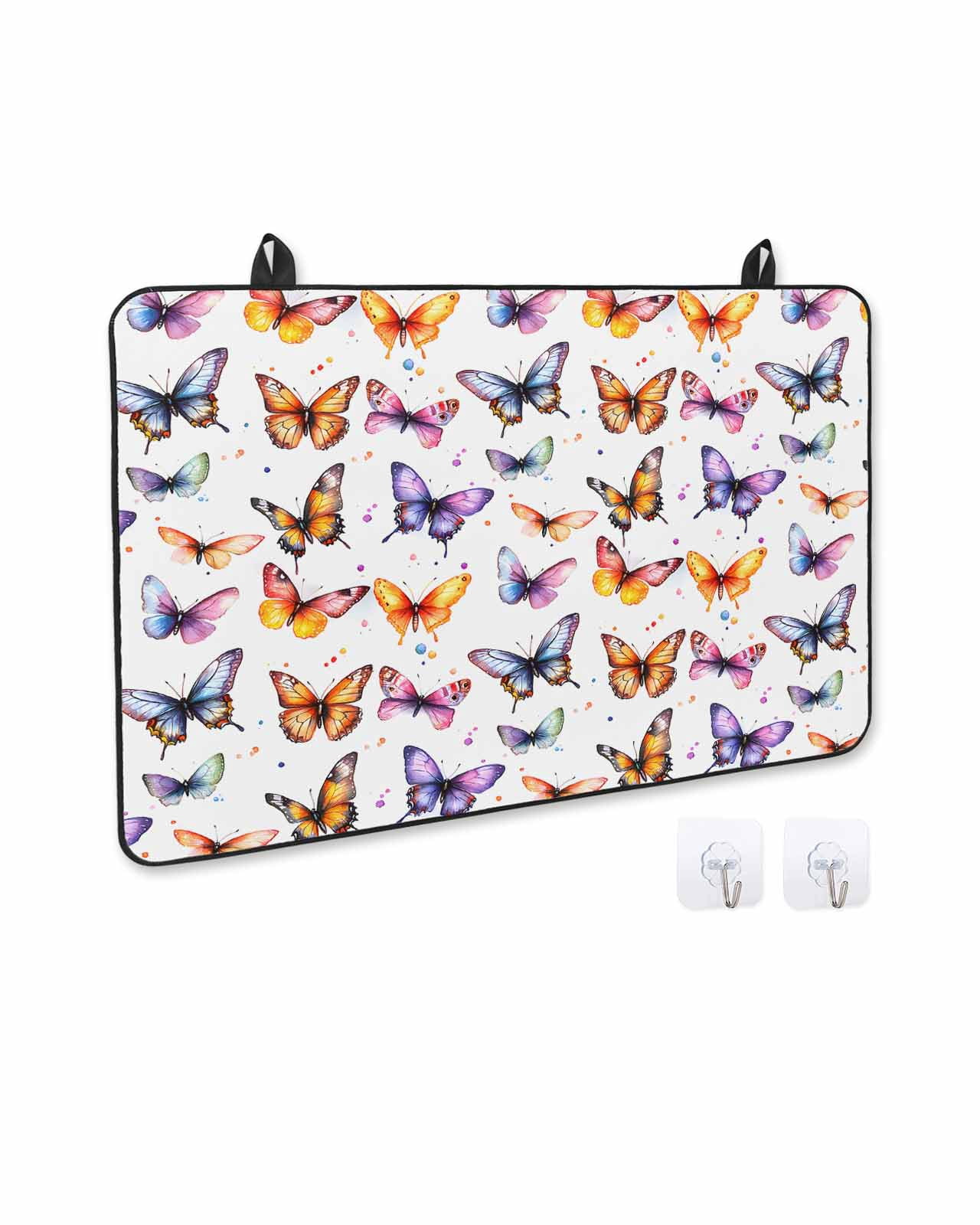 nqOlkjepod Large Induction Cooktop Protector Mat 24"x21", Spring Butterfly Stove Top Covers for Electric Stove, Summer Watercolor Farmhouse Decorative Stove Burner Cover Mats, Glass Top Stove Cover