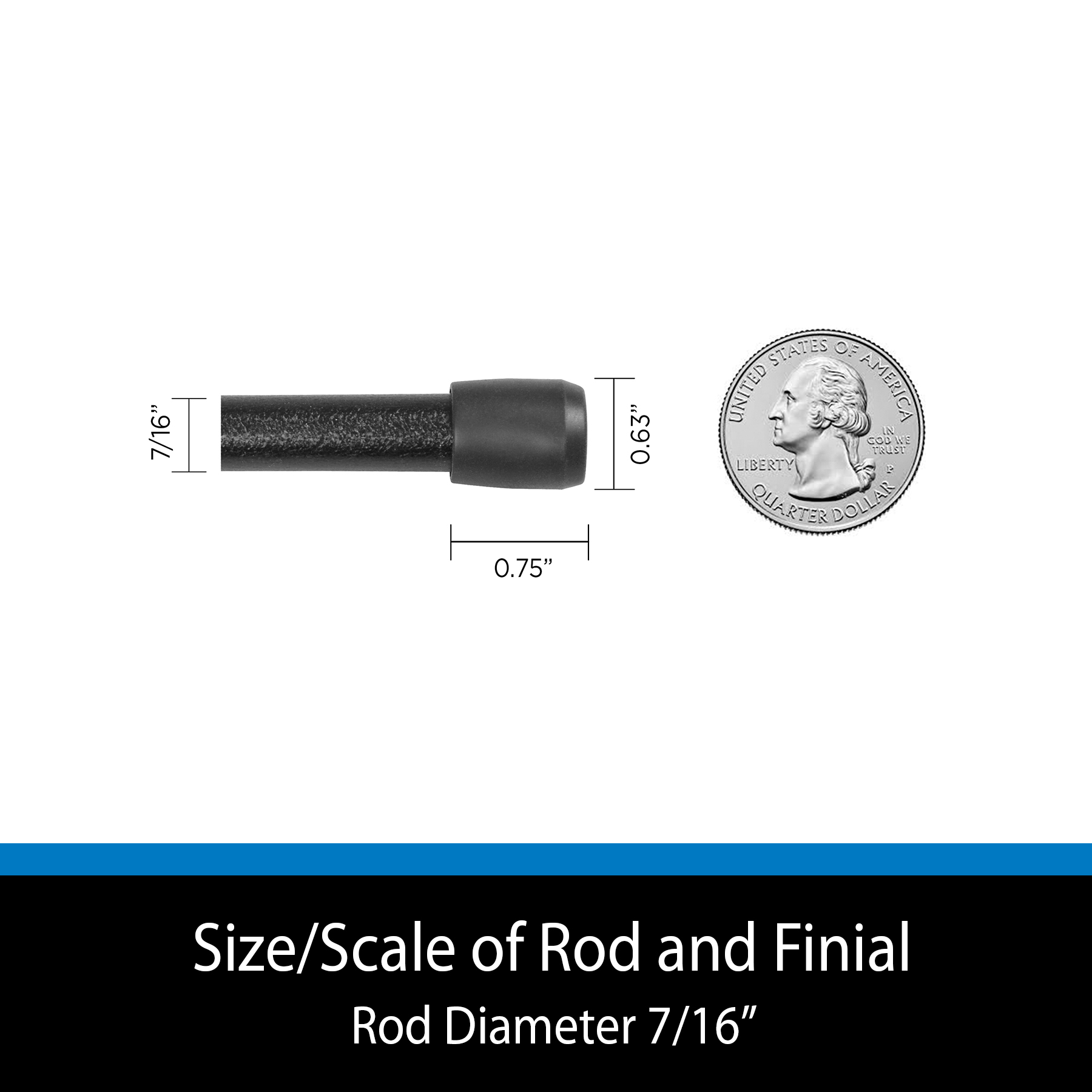 Mainstays 7/16" Adjustable Spring Tension Curtain Rod, 28-48", Black Finish