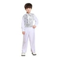 thumbnail image 2 of Cowsor Boys Disco Costume Kids 70s 80s Sequin Pop King Dance Star Halloween Carnival Party Cosplay Outfits, 2 of 4