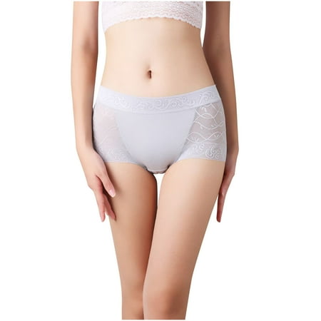 YWDJ Panties for Women Plus Size Breathable Lace Lightweight No Show Lace Breathable Thin Ice Silk Oversized Underwear Gray 4XL