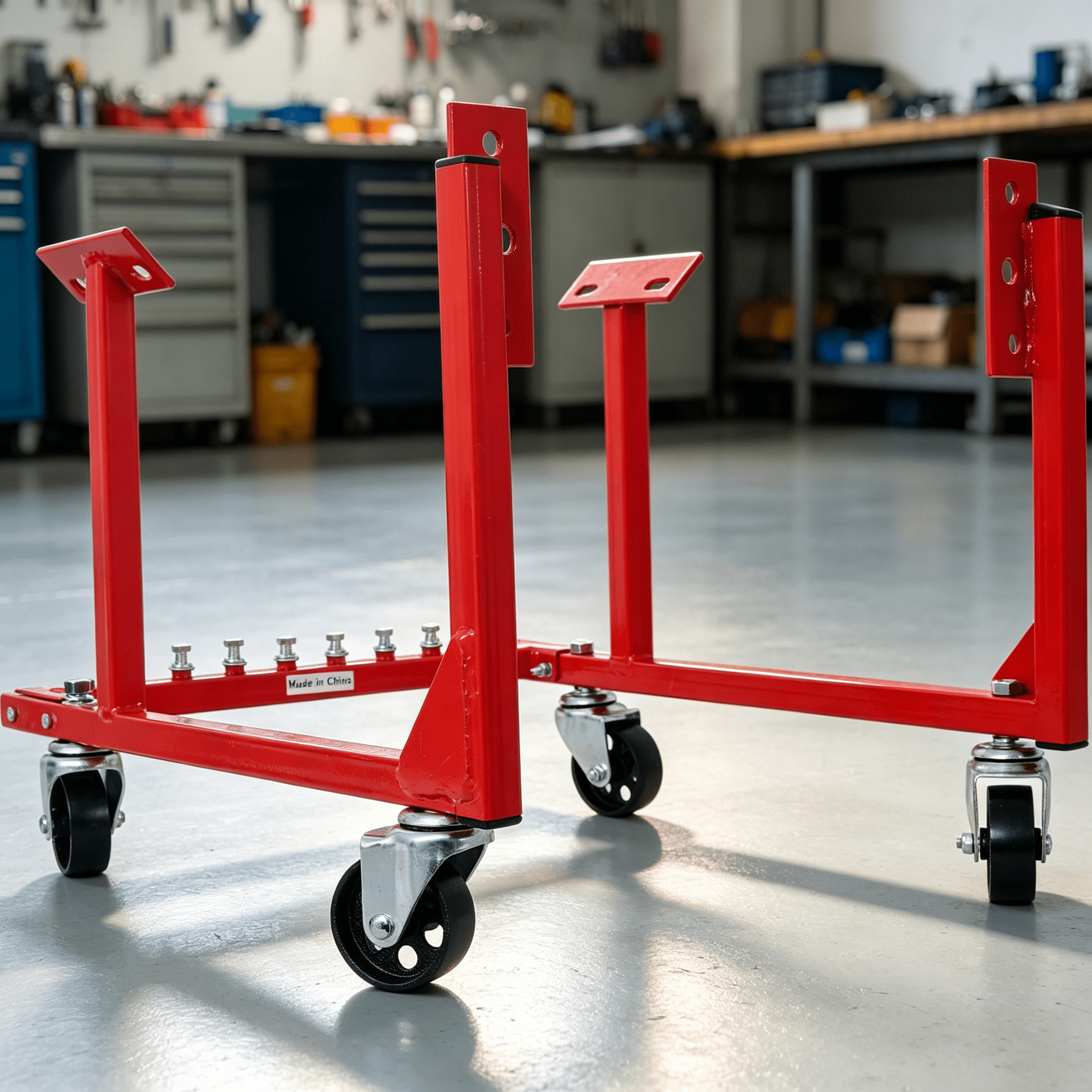 Engine Cradle with Wheels for Chevy Small Block and Big Block, Red, Steel, 1000 lb Capacity
