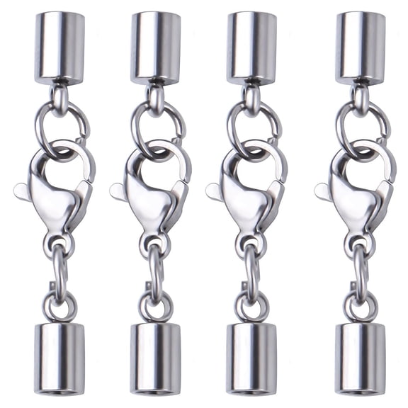 20pcs  Leather Cord Ends with Lobster Clasp Connector for Jewelry Making，Stainless Steel