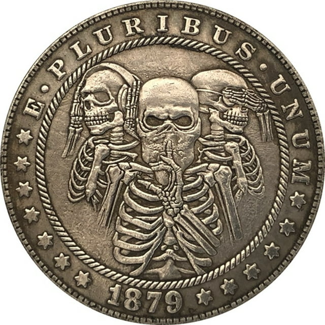 Moneda de estilo antiguo Morgan Hobo conmemorativa con diseño de esqueleto de 1879