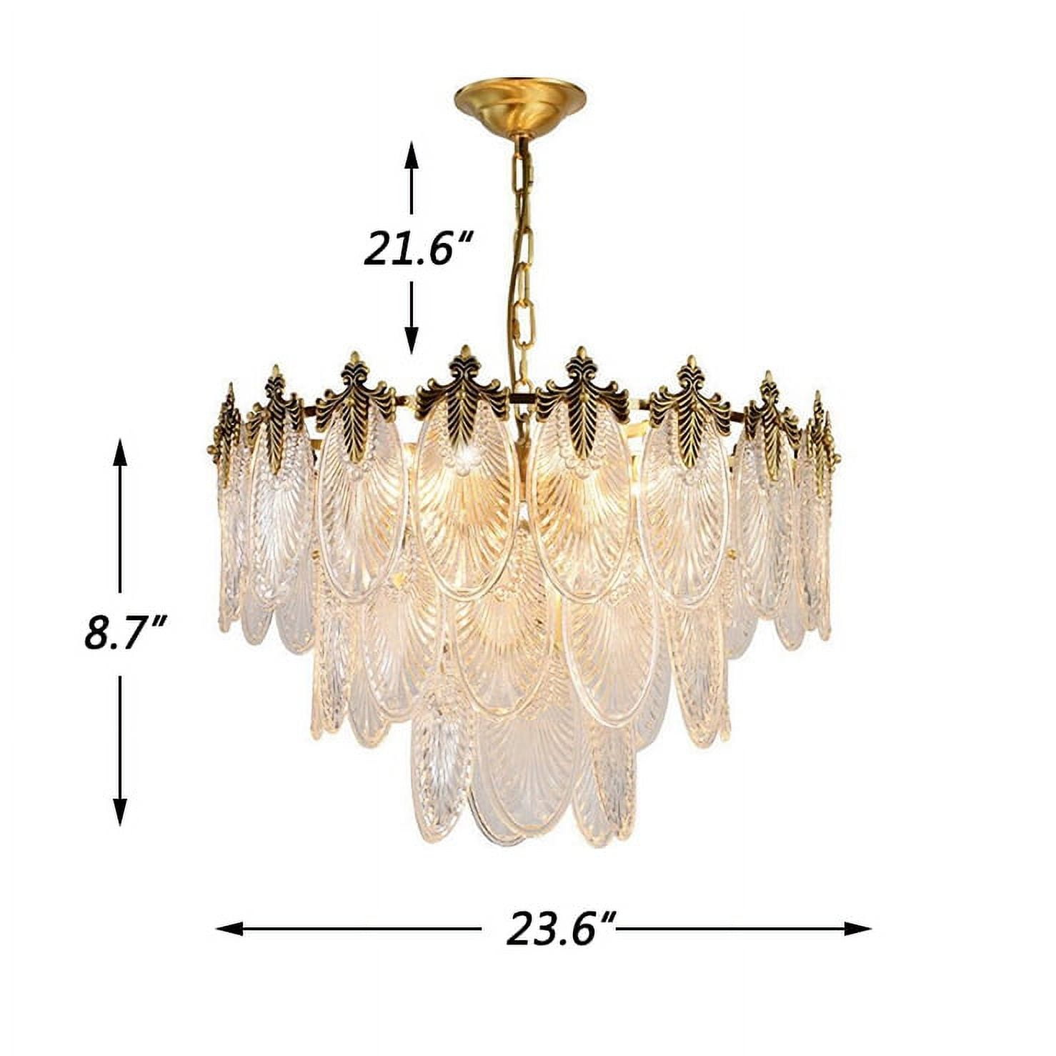 KPIBEST 23.6" Modern 8 Light Tiered Crystal Leaf Chandelier
