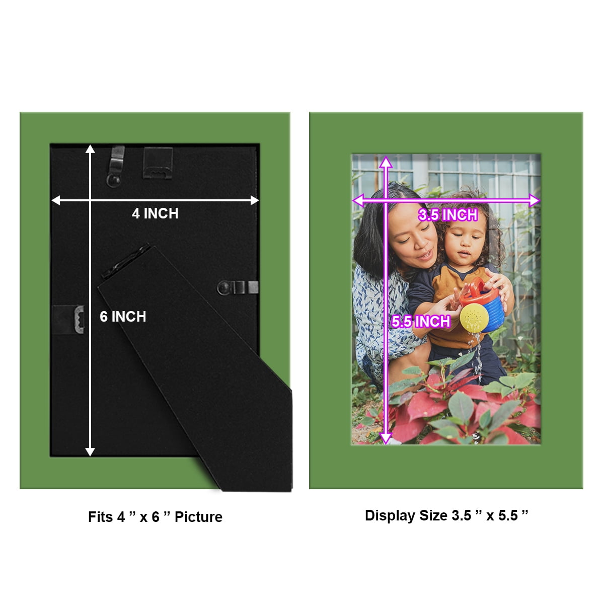 Modern Real Wood 4x6 inch Picture Frame in Green