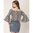 thumbnail image 5 of Moomaya Printed Off-Shoulder Top, WomenS Long Bell Sleeve Crop Top Blouse, 5 of 8