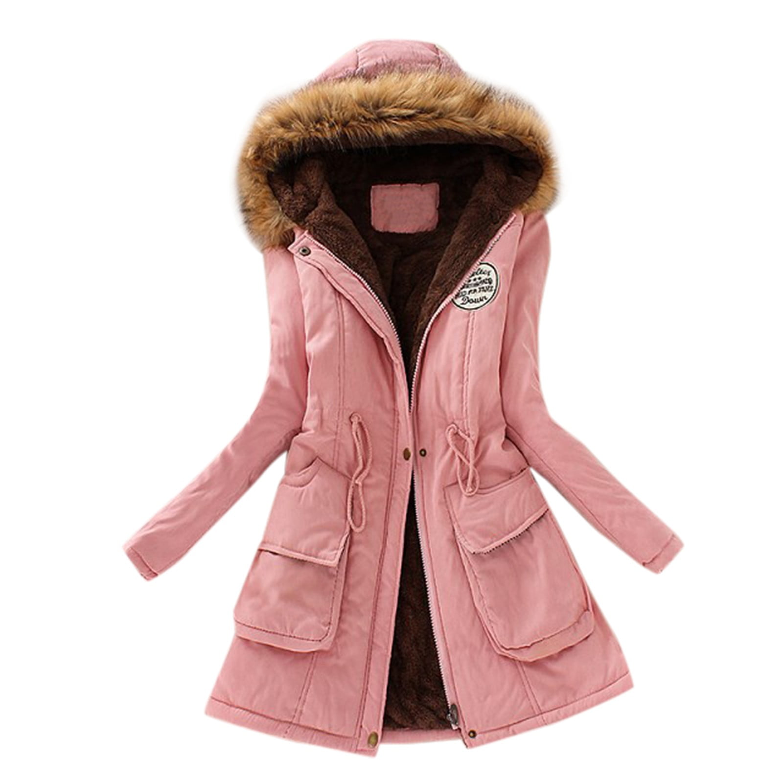 Summer Sale Maplople Winter Womens Warm Coat Hooded Jacket Slim Winter Outwear Coats Big Deal Y, Women's, Size: 2XL, Pink