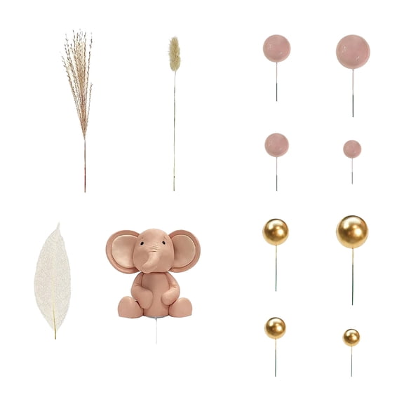 26PCS Elephant Cake Toppers Set with Colored for Party Supplies and Event Decorations Wedding Cake Accessories