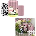thumbnail image 1 of wonima02 Cows Pink Plaids Spandex Round Cylinder Pillars Covers for Barn Farm Birthday Party Decorations Pedestal Stand Tablecloth Cover Kids Baby Shower Parties Props(Fit for D16''xH36'' Tables), 1 of 1
