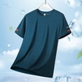 thumbnail image 4 of Ceisia Men's Short Sleeve Performance T-Shirt Solid Color Athletic Outdoor Running Gym Top Moisture Wicking Quick Dry Crewneck Gifts for Father Blue 2X, 4 of 9
