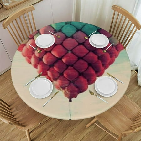 

SHERONV Heart Shape Round Table Cover Stain Resistant Washable Indoor Outdoor Tablecloth Kitchen Dining Wedding Parties 100％ Polyester Fitted Picnic Dining Kitchen Farmhouse 38 -42