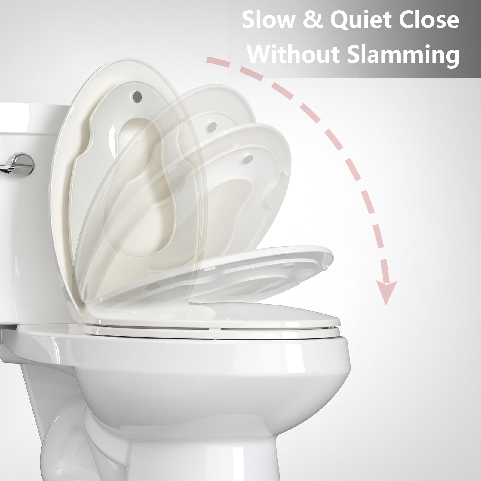 Toilet Seat, Soft Close Toilet Seat Quiet Lid, Quick-Release Hinges and Quick-Attach Hardware, Apartment Essentials, for Easy Clean and Stain-Resistant