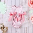 thumbnail image 2 of Toimothcn Baby Girls Romper Jumpsuits Ruffled Sleeve Casual Floral Jacquard Mesh Tulle Romper Soft Loose Breathable Jumpsuits 3-4 Years, 2 of 9