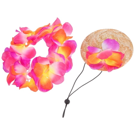 VERDANVERSE Puppy Hat and Garland Set with Lightweight Straw Hat for Pets Perfect Outdoor Party Outfit for Dogs