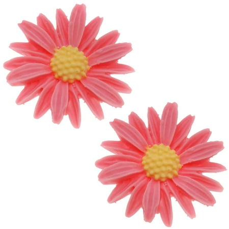 Multi Daisy Flower - Lucite Flower Cabochons Carved Pink Daisy 27mm (2)