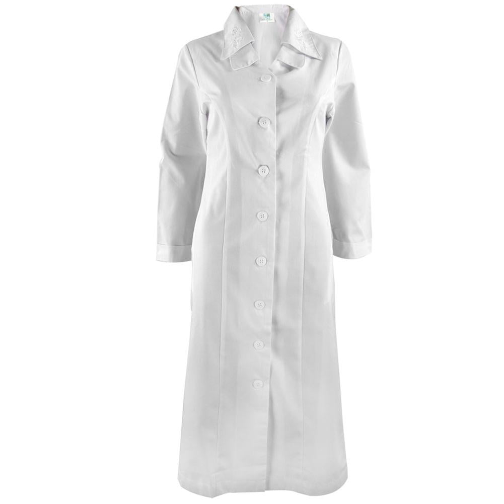 Nurse's White Floral Embroidery Lab Dress