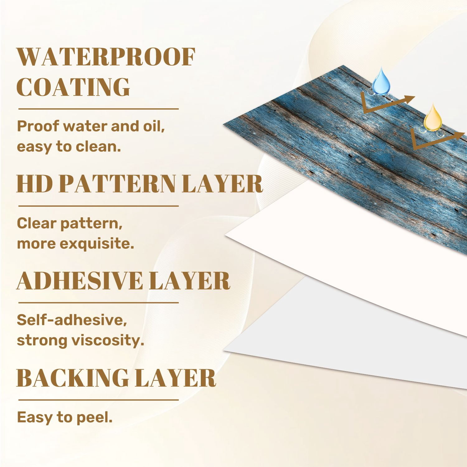 Peel and Stick Wallpaper Blue Weathered Wooden Planks Rustic Wood Texture Wall Mural 17.7in x 9.8ft Self Adhesive Removable Wall Paper Renter Friendly Wallpaper for Nursery Bedroom Cabinets