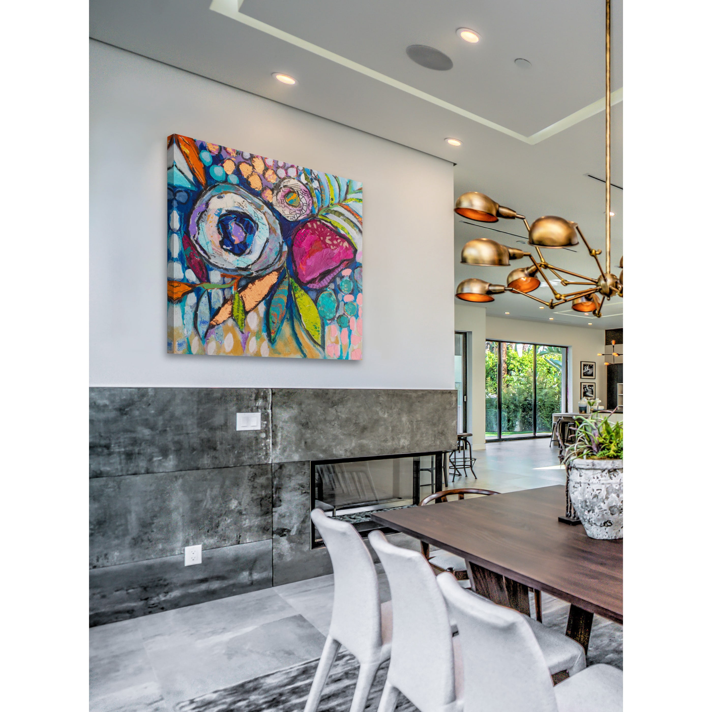 "Floral Dimensions" Painting Print on Wrapped Canvas