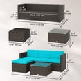 thumbnail image 3 of Outsunny Wicker Patio Furniture w/ Padded Cushions, Corner Sofa Sets, Turquoise, 3 of 10