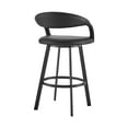 thumbnail image 4 of Ramona 30" Swivel Bar Stool with Matte Black Iron and Black Faux Leather, 4 of 13