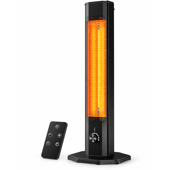 Infrared Outdoor Heater for Patio, 42-Inch 1500W Electric Tower with 1-Second Heating, Fan, Oscillation, Remote, 9 Levels, 24H Timer and IPX5