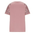 thumbnail image 5 of Summer Saving Wycnly Womens Shirts V-Neck Short Sleeve Solid Summer Cute Tops Going Out Sequin Patchwork Quarter Zip Plus Size Tunic Blouses Pink xxxxl Clearance Clothes, 5 of 5