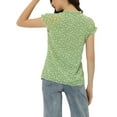 thumbnail image 3 of MODA NOVA Juniors V Neck Short Sleeves Ruffled Trim Ditsy Floral Chiffon Blouse, 3 of 5
