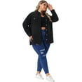 thumbnail image 3 of DARING DIVA Women's Plus Size Button Down Long Distressed Denim Jacket 4X Black, 3 of 6
