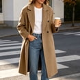 thumbnail image 3 of Vixolx Winter Peacoat for Women Fashion Notched Lapel Collar Double Breasted Woolen Coat with Side Pockets Solid Long Sleeve Overcoat, 3 of 9