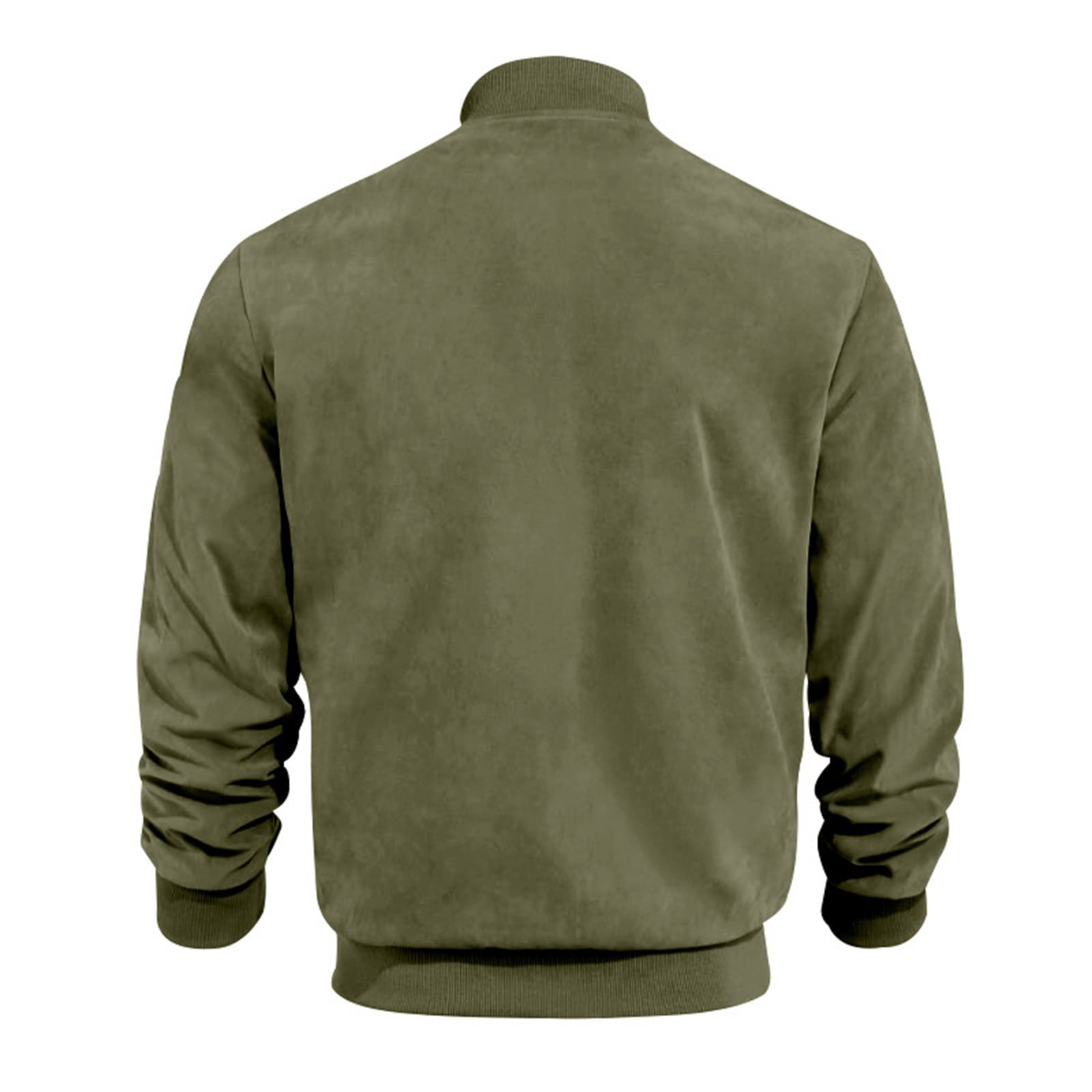 Huresd Mens Genuine Suede Bomber Jacket Leather Casual Varsity Vintage Smart Casual Army Green XL
