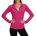 thumbnail image 4 of Maqroz Womens UPF 50+ Sun Protection Hoodie Jacket with Pockets Lightweight Quarter Zip Jackets Lightweight Long Sleeve Shirts Workout Hiking Outdoor Pullover Sweatshirt Hot Pink XXL, 4 of 7