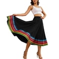 thumbnail image 2 of Umfun Women's Colorful Striped Maxi Skirt Elastic High Waist A-Line Flowy Skirt Summer Vacation Skirt, 2 of 8
