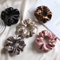 thumbnail image 4 of 5PCS Satin Silk Scrunchies for hair, Big Hair Scrunchies Satin Hair Ties Ponytail Holder No Hurt Your Hair, 4 of 7