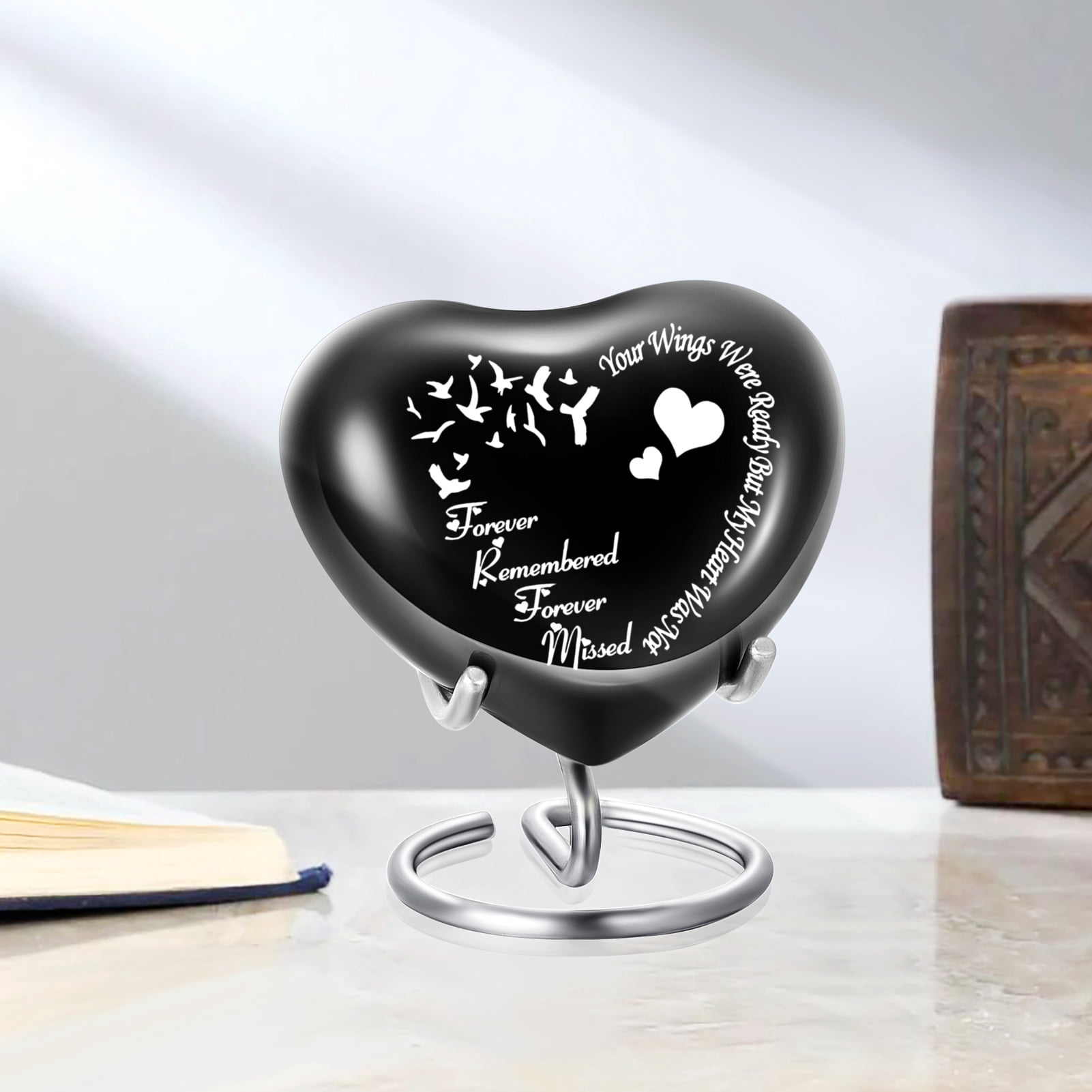Heart Keepsake Urn - For Human Ashes Mini Urn with Box & Stand  Heart Shaped Urn Memorial Small Keepsake Urn Handcrafted Small Memorial Urn for Ashes