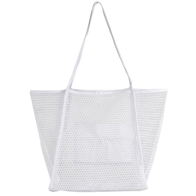 Sand-Proof Mesh Beach Tote - Foldable Pool Bag for Towels & Swim Gear