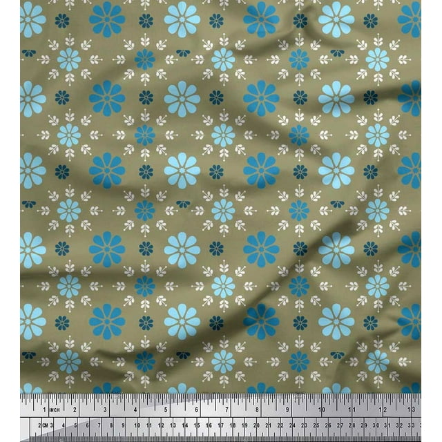 Soimoi Rayonne Tissu Feuilles & Floral Artistique Décor Tissu Imprimé Yard 42 Pouces de Large