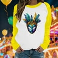 thumbnail image 1 of Xuyuer Mardi Gras Shirts for Women Shirt Funny Mask Graphic Tee Carnival Long Sleeve Shirt V Neck Top, 1 of 6