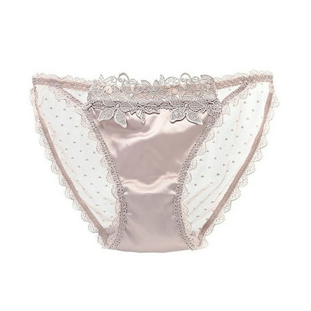 Sexy Women S Panties Briefs Sheer Satin Patchwork Lingerie Soft Low Waist Underwear Knickers Briefs Lingerie For Ladies -Light Coffee M