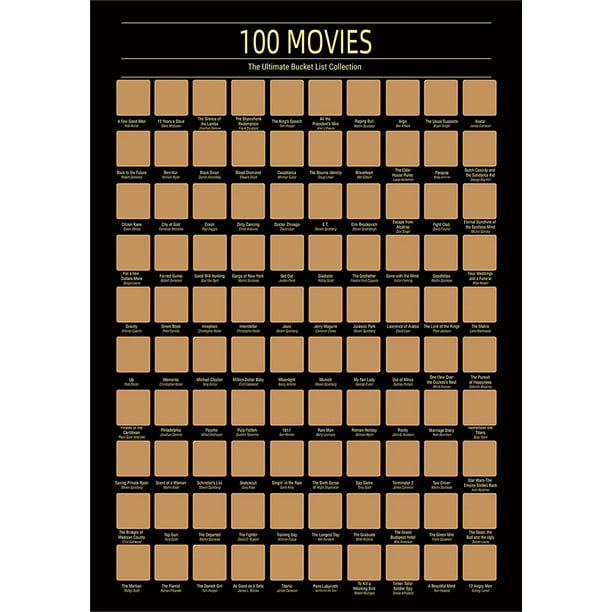 Affiche à gratter de 100 films - Liste des meilleurs films de tous les  temps - Défi du film à voir absolument - Calendrier à gratter des 100 films  essentiels - Meilleurs