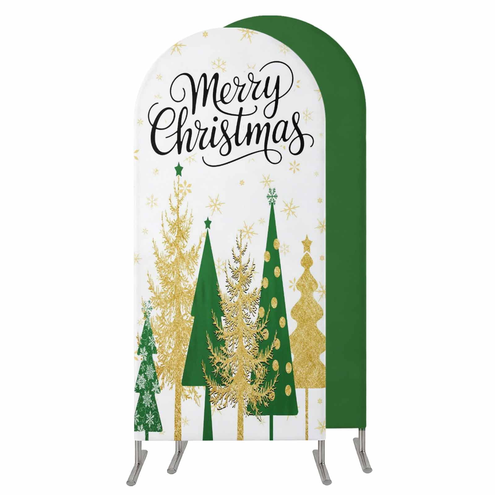 6FT Arch Backdrop Covers Christmas Tree Wedding Arch Cover Stretchy Xmas Snowflake Winter Green Pine Tree Vintage Chiara Arches Backdrop Stand Covers for Birthday Party Photo Studio Backgrounds