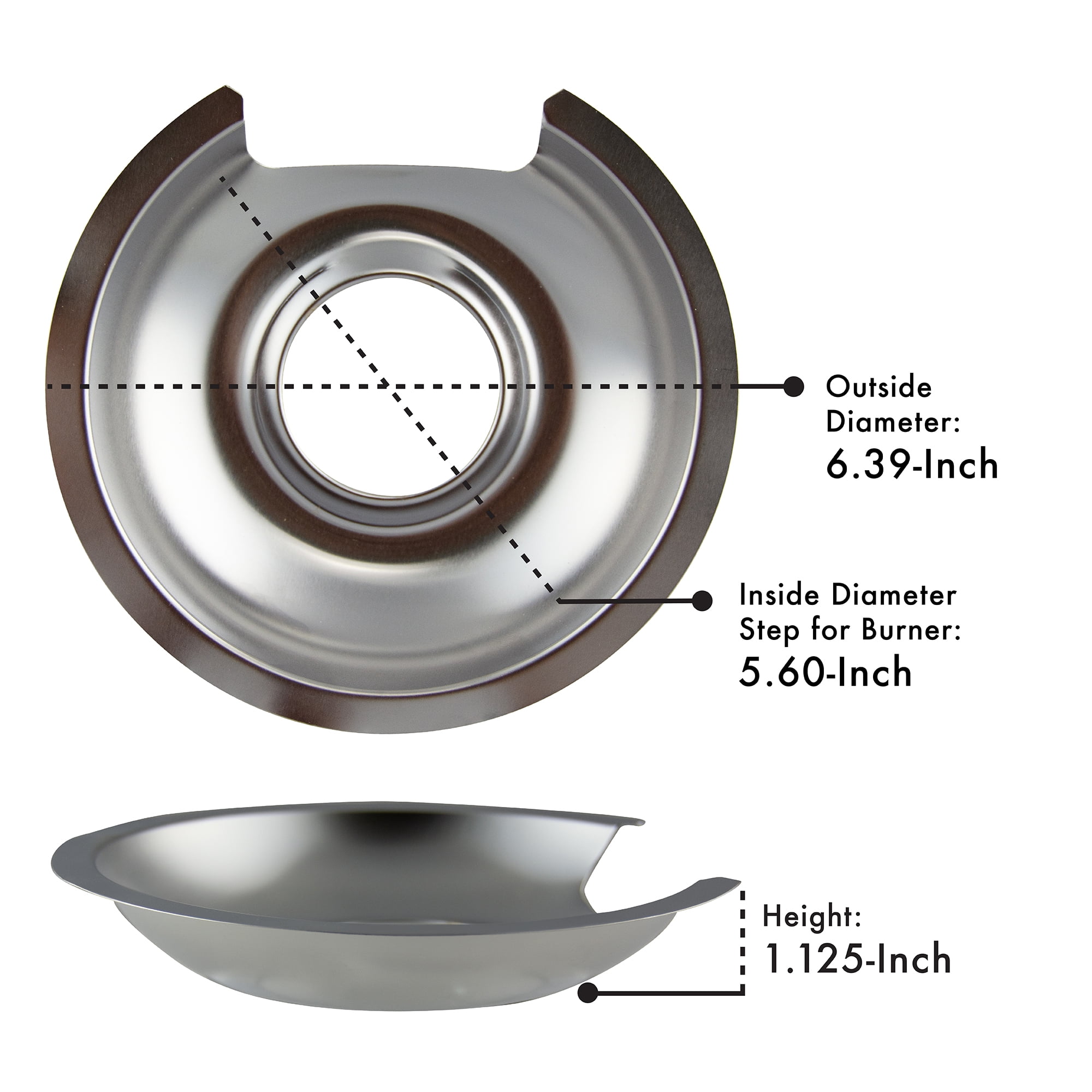 Range Kleen Style D Heavy Duty Chrome Drip Pans and Trim Rings Set, 8 Pack 3 small and 1 large each