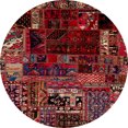 thumbnail image 1 of Ahgly Company Indoor Round Abstract Cranberry Red Patchwork Area Rugs, 3' Round, 1 of 6